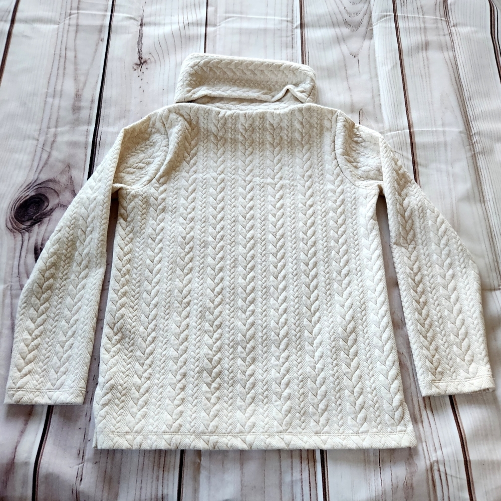 J. Crew "Cable-Knit Cowlneck Top" Cream Turtleneck Sweater | Women's Size XS - Picture 10 of 13